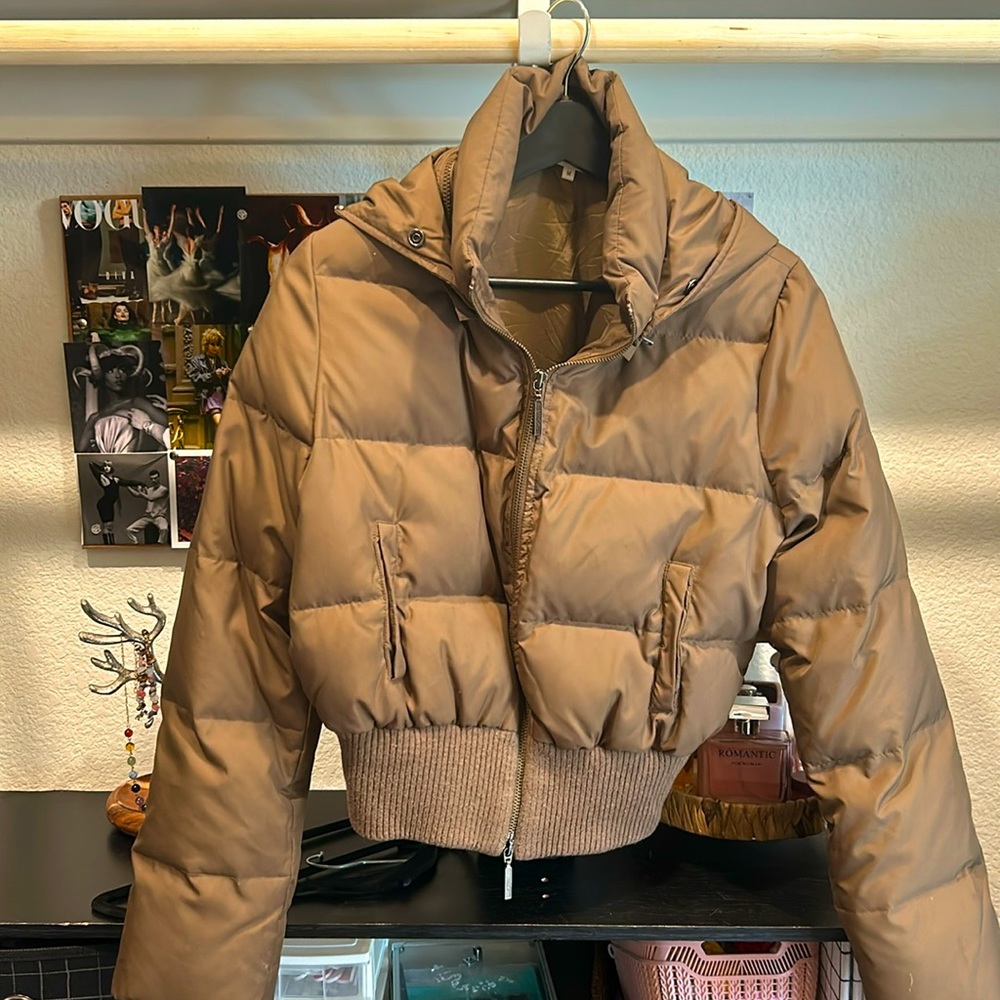 (S/M) Mini Green Puffer Jacket with Inner Pockets